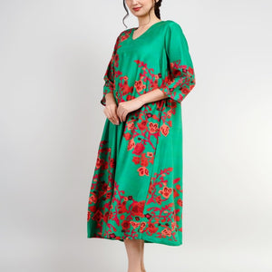 Luxurious Silk Dress with Unique Floral Print