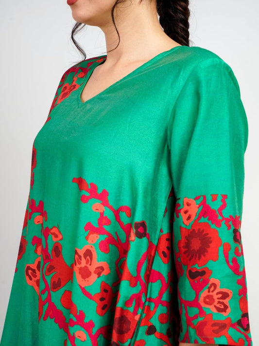 Luxurious Silk Dress with Unique Floral Print