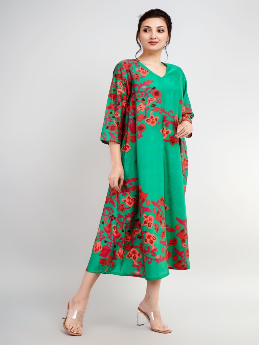Luxurious Silk Dress with Unique Floral Print