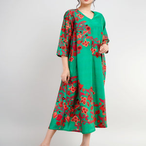 Luxurious Silk Dress with Unique Floral Print
