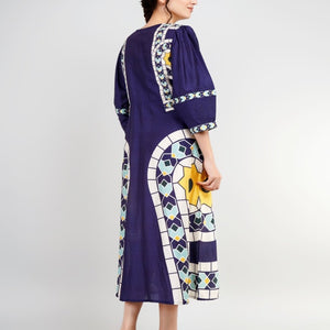Buy luxurious silk dress with unique floral print