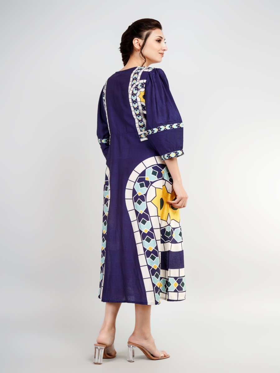 Buy luxurious silk dress with unique floral print