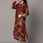 Rust Red Floral Silk Dress - Shop for Women Dresses Online in India
at natica