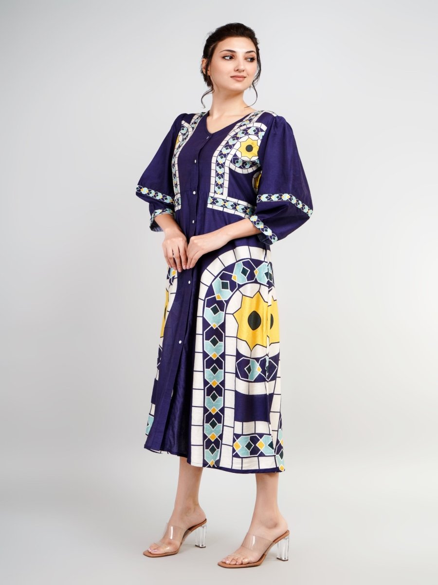 Luxurious Silk Dress with Unique Print
