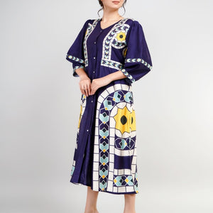 Luxurious Silk Dress with Unique Print