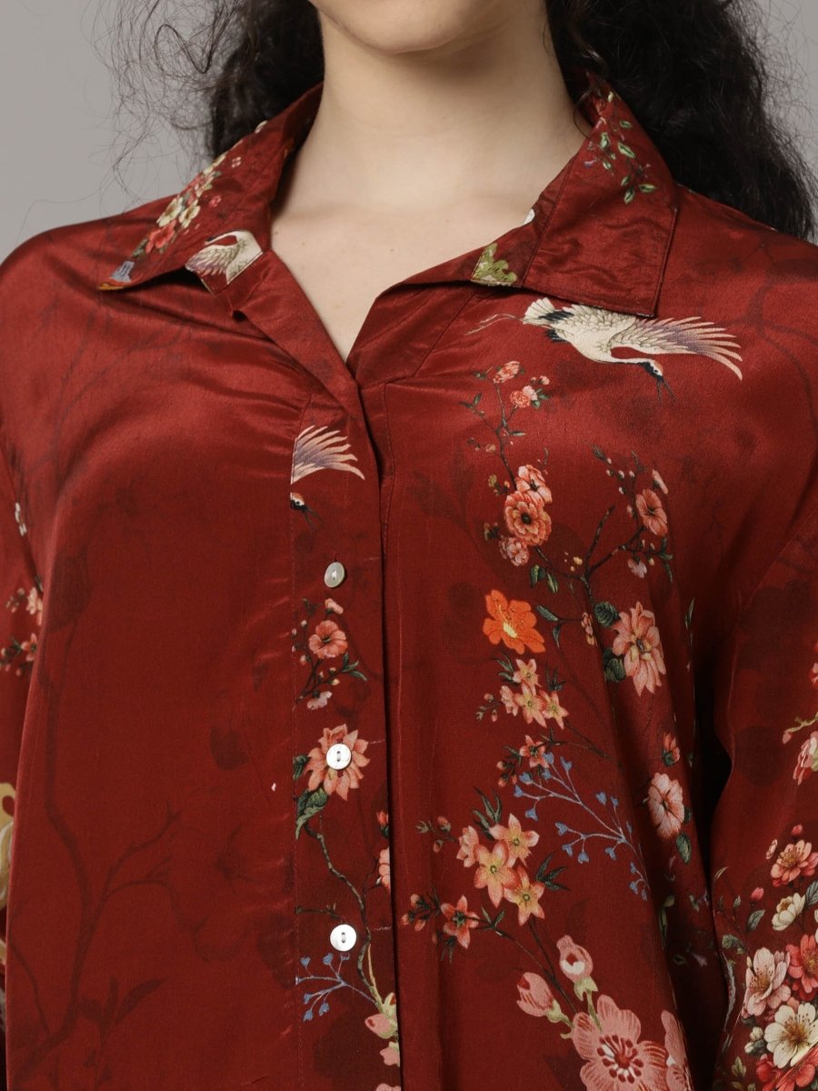 Rust Red Floral Silk Dress - Buy Party dresses for Women Online in India
at natica