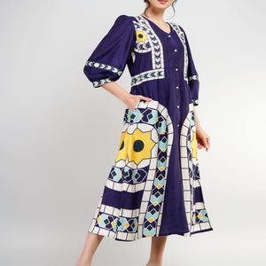 Luxurious Silk Dress with Unique Print