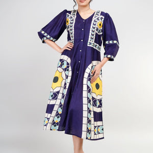 Buy luxurious silk dress with unique floral print