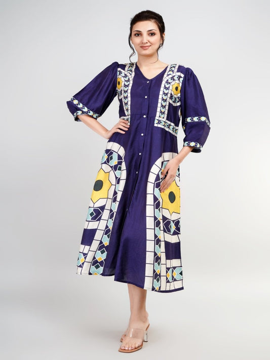 Luxurious Silk Dress with Unique Print