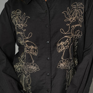 Natica Breezy Oversized Cotton Co-Ord Set – Elegant Black Cotton Wear