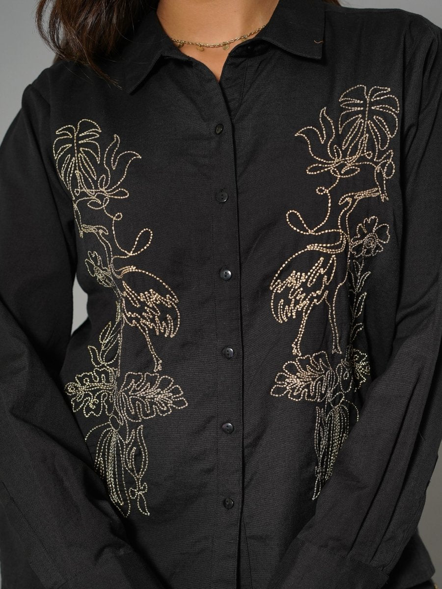 Natica Breezy Oversized Cotton Co-Ord Set – Elegant Black Cotton Wear