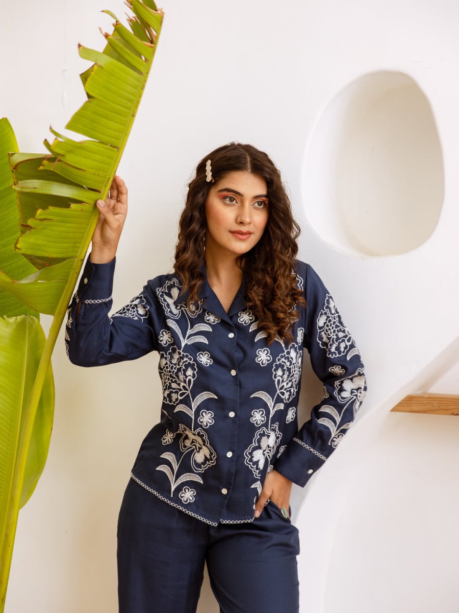 Natica Breezy Oversized Cotton Co-Ord Set – Embroidered Chic Style