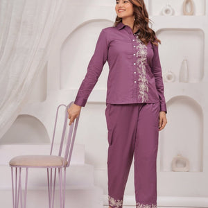 Buy Natica Stylish & Western Co-Ord Sets – Wine Embroidery Outfit