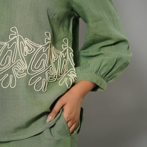 Natica Breezy Oversized Cotton Co-Ord Set – Casual Green Edition