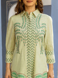 Natica Breezy Oversized Cotton Co-Ord Set – Elegant Green Embroidered Design