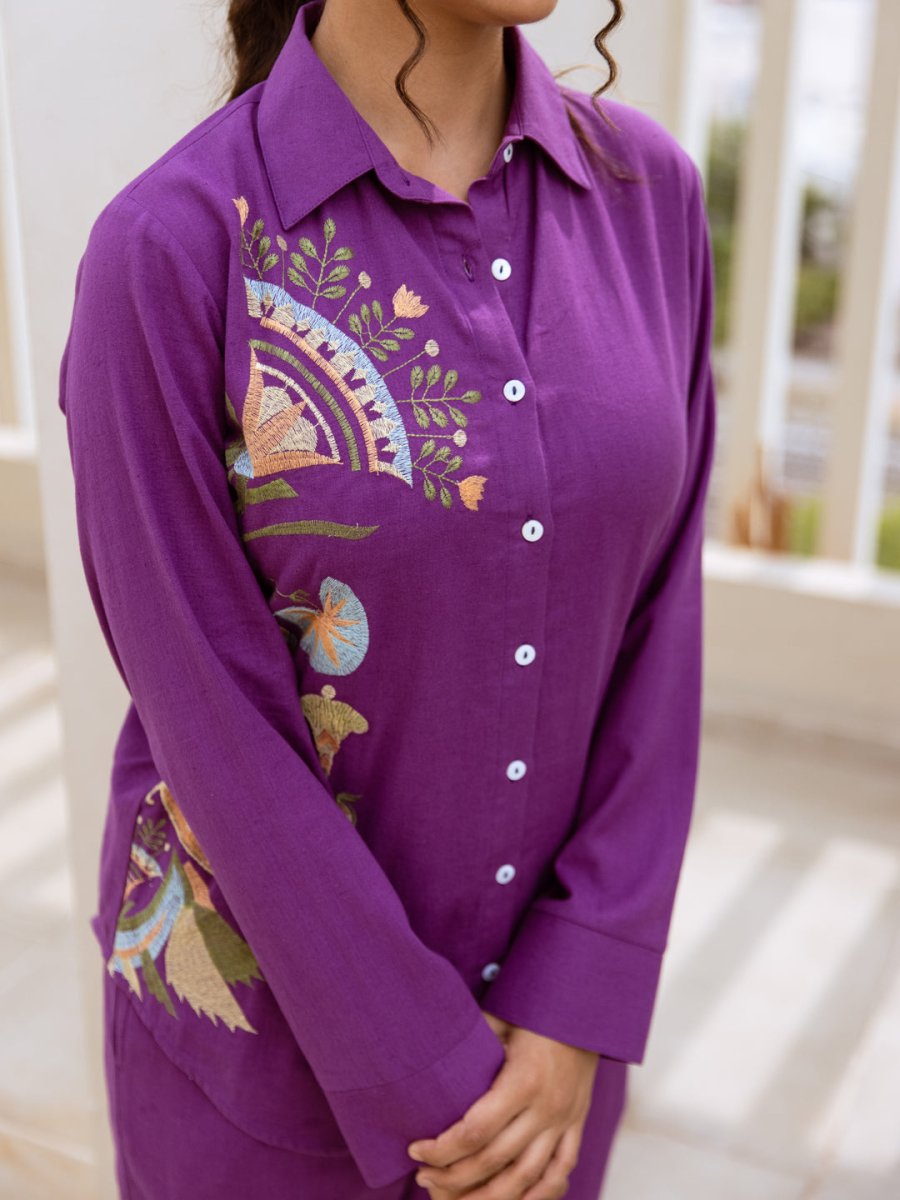 Natica Breezy Oversized Cotton Co-Ord Set – Elegant Silk Floral Print