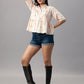Palm Breeze Peplum Cotton Shirt - Orange