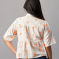 Palm Breeze Peplum Cotton Shirt - Orange