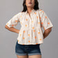 Palm Breeze Peplum Cotton Shirt - Orange