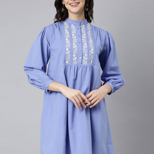 Natica pastel blue embroidered dress – Shop embroidered dresses for women online in India
