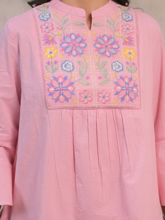 Natica pink bloom stylish embroidered dress – Buy stylish dresses for women online in India
