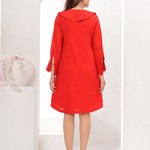 Natica red hot chic cotton dress – Buy casual cotton dress for women online