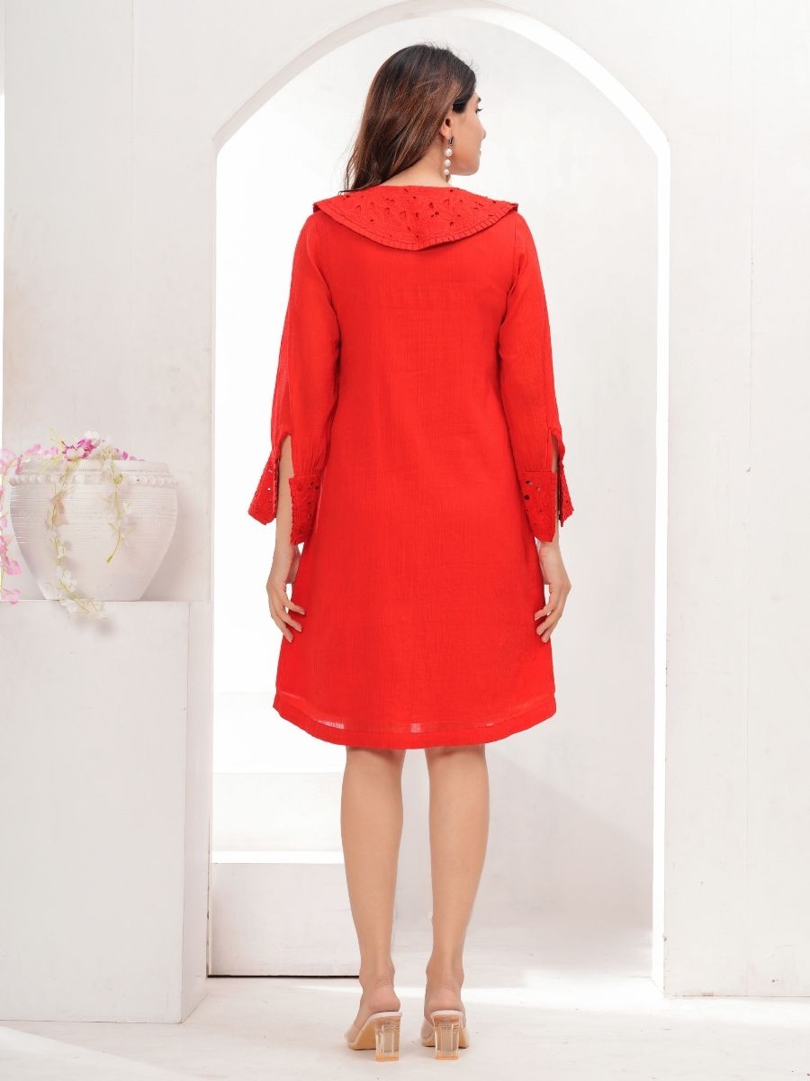 Natica red hot chic cotton dress – Buy casual cotton dress for women online