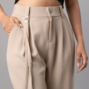 Relaxed Loose Fit High-Rise Pleated Trousers for Women Online