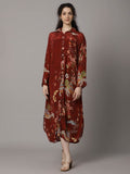 Rust Red Floral Silk Dress - Buy Casual cotton Dress for Women Online
at Natica