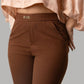 High Waist Rust Brown Slim Trousers for Women Online India