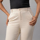 Elegant Ivory Slim Tapered Trousers for Women – Natica