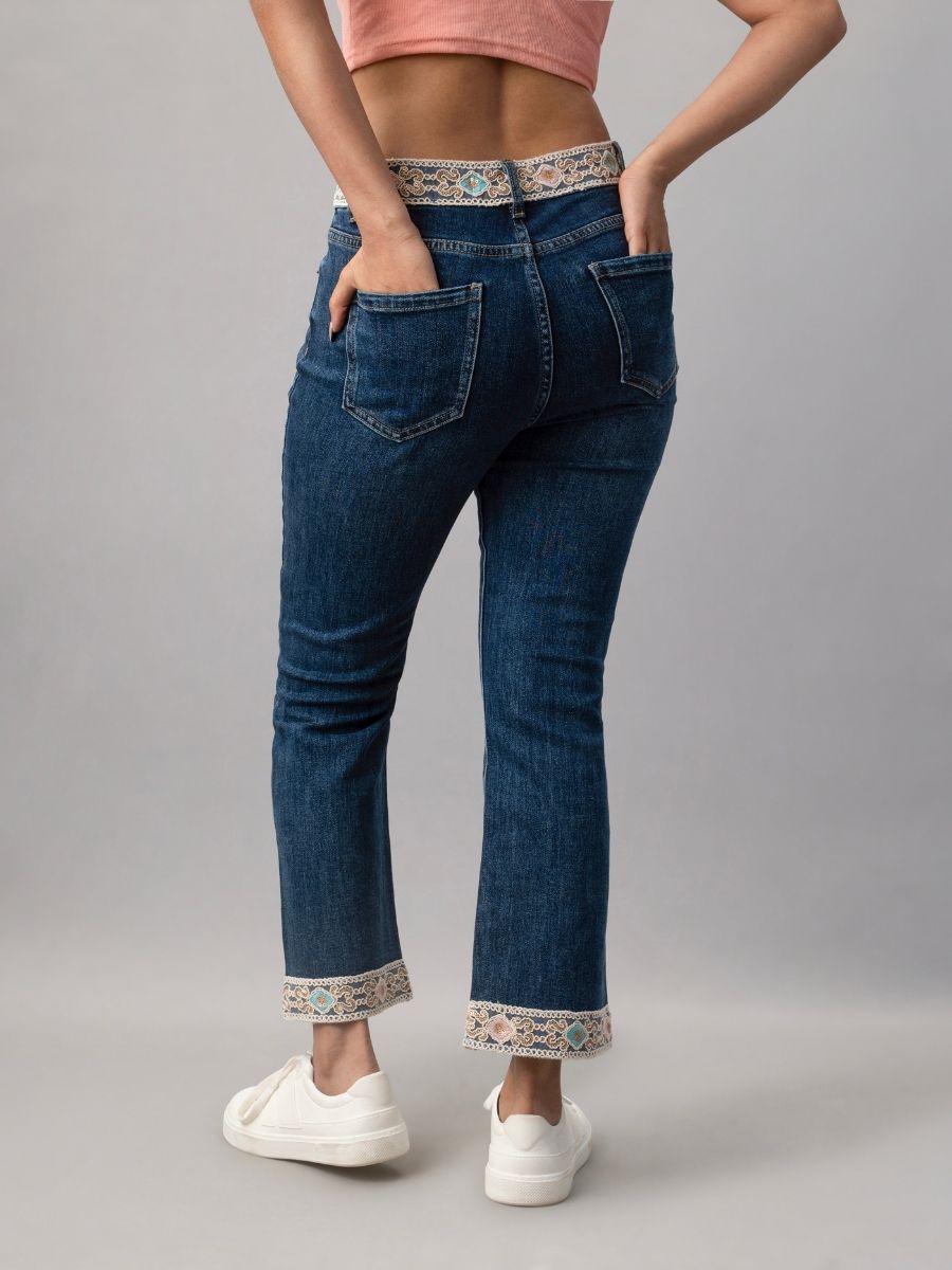 Trendy Boho Edge Denim Pants for Women Online – Natica