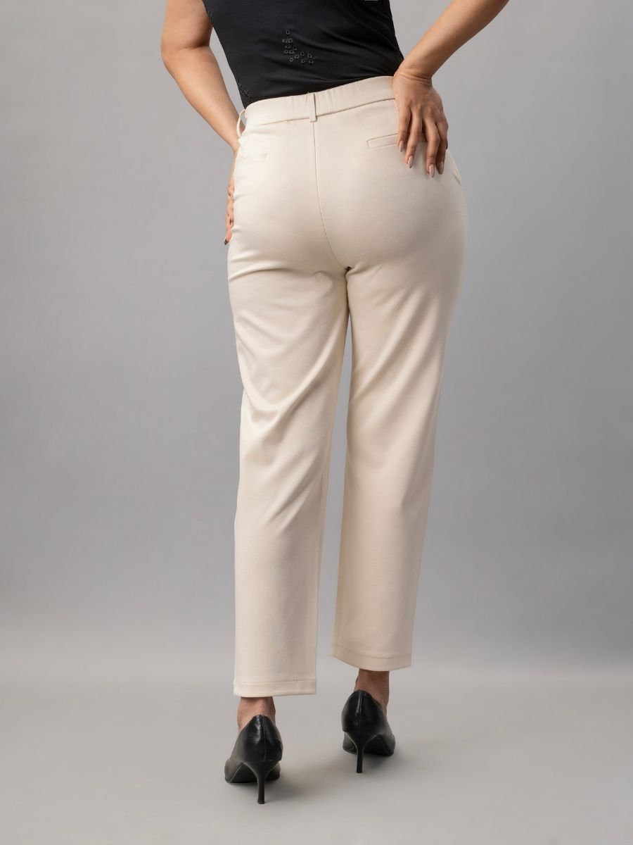 Trendy Ivory Slim Fit Formal Trousers for Women Online