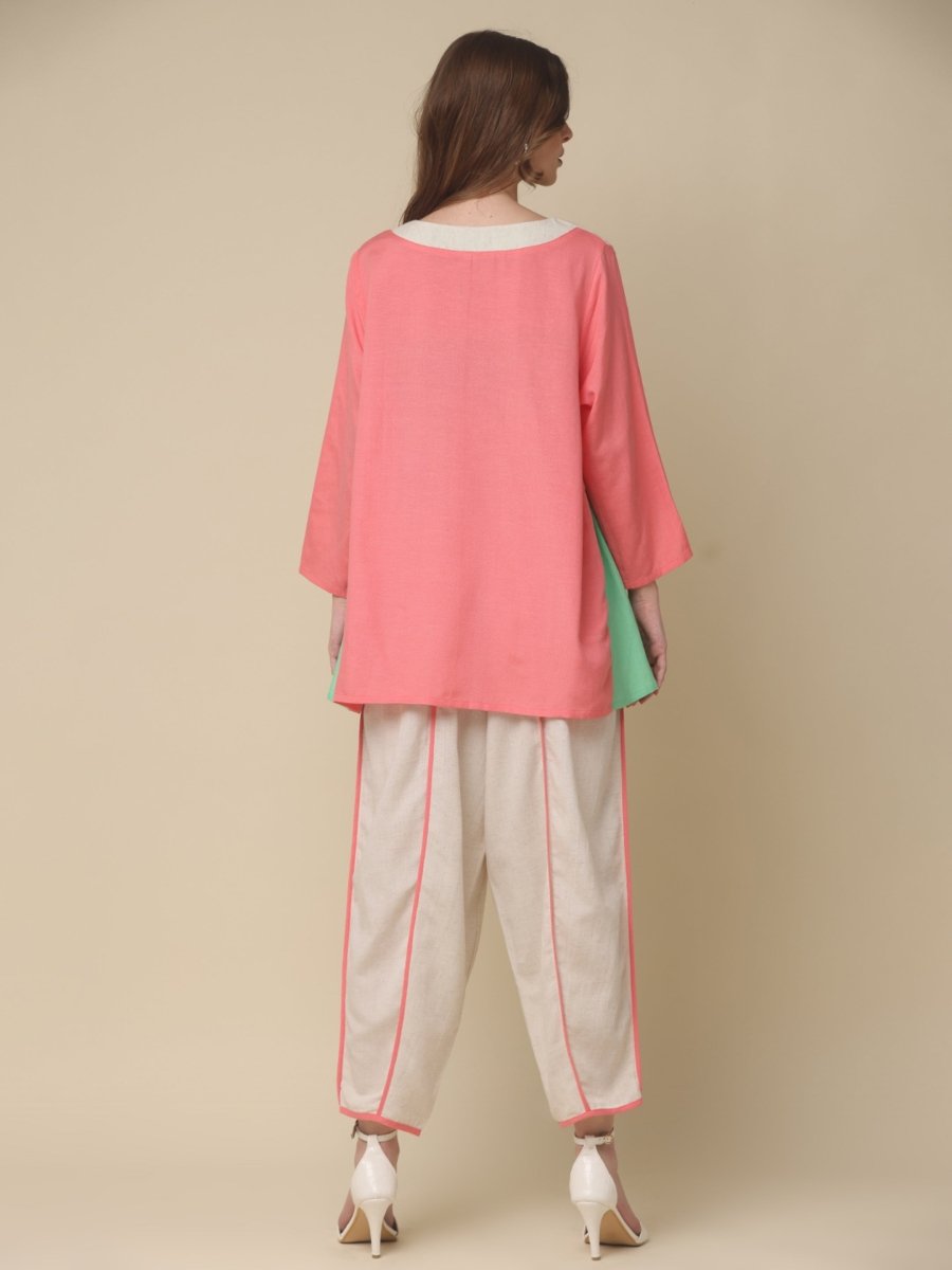 Shop Western Co-ords Set for Women Online in India – Pink Oversized Cotton Natica
