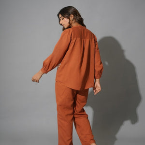 Shop Western Co-ords Set for Women Online in India – Brown Cotton Casual Natica