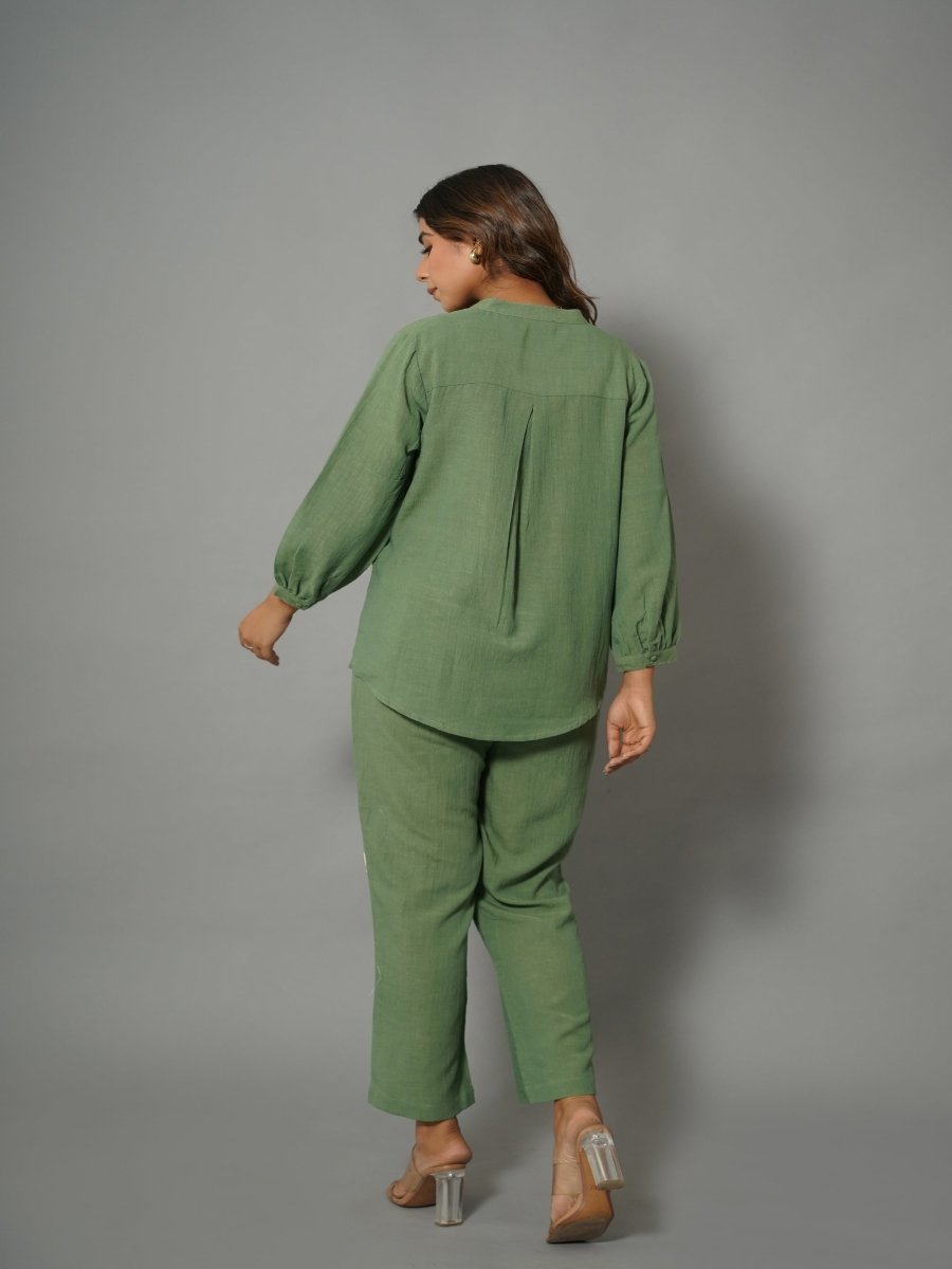 Shop Western Co-ords Set for Women Online in India – Green Cotton Casual Natica