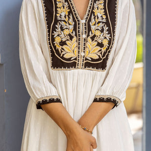 White Cotton Boho Dress - Trendy Party Wear Dress for Women Online in India | Natica